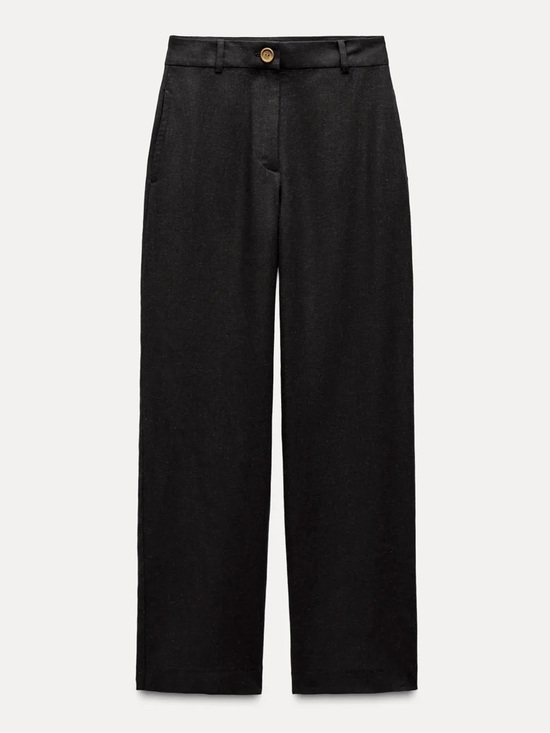 Zara Pants - NWOT Zara Black Linen Pant Size XS Wide Leg Viral Relaxed Fit Casual Trendy